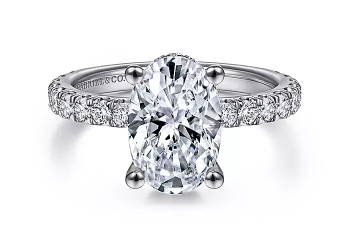 Hidden Halo Oval Diamond Engagement Ring