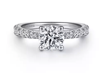 White Gold Engagement Ring with Diamond Band