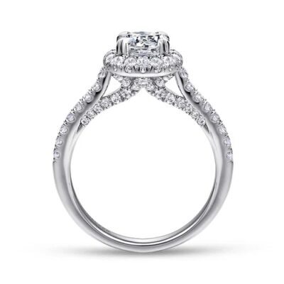 14k White Gold Round Halo Diamond Engagement Ring