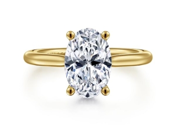 14K Yellow Gold Oval Solitaire Diamond Engagement Ring